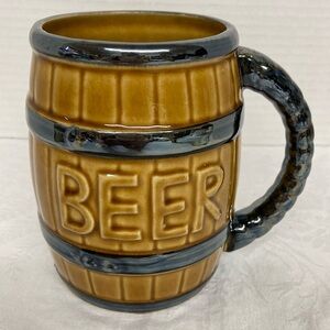Vintage Giftcraft Beer Barrel Ceramic Coffee Mug Cup Made in Japan Brown